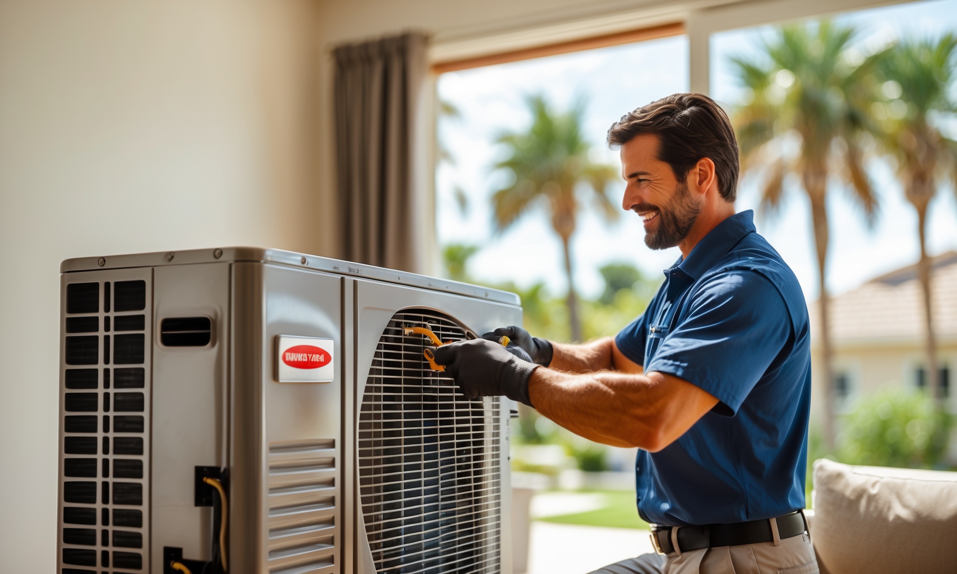 Air Conditioning Contractor measuring supply vent airflow inside a Keystone - FL residence during troubleshooting, Air Conditioning Contractor testing indoor airflow and temperature balance inside an Oldsmar - FL townhouse