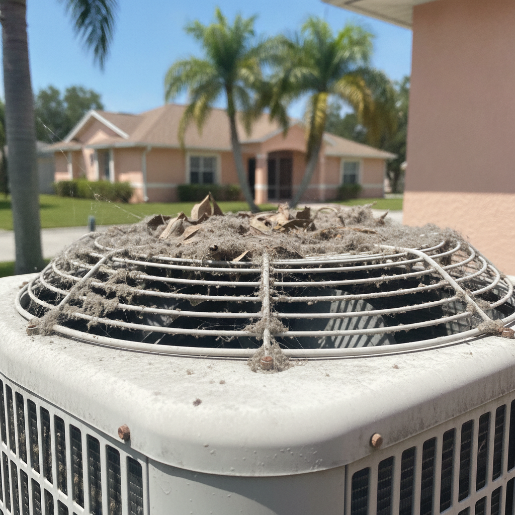 Technician testing air conditioner airflow for AC Repair Palm Harbor FL